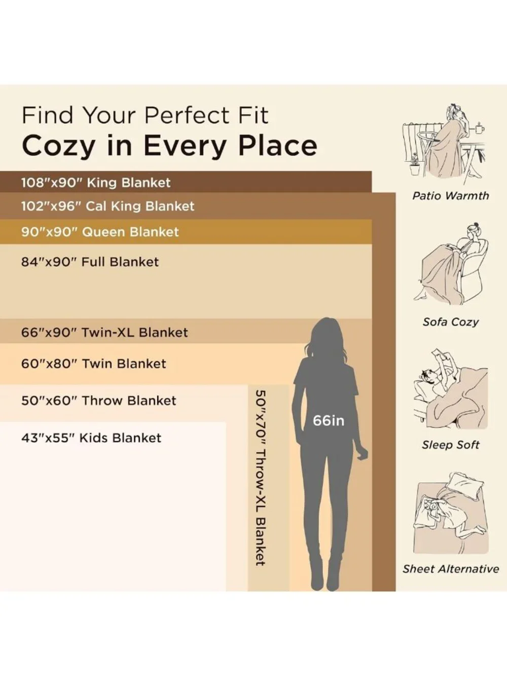 Cozy Queen Size Fleece Blanket - Soft Warm Lightweight Throw for Camping & Home